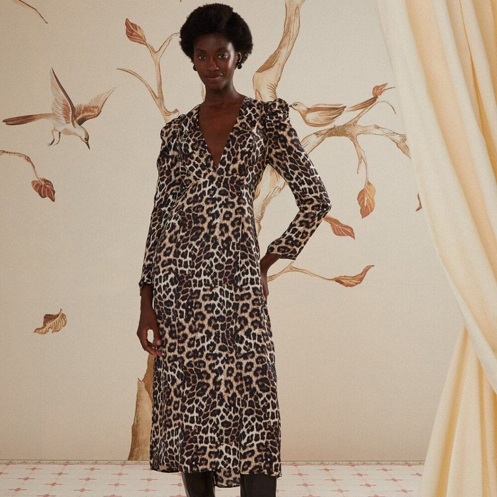 Cream Natural Skin LENZING™ ECOVERO™ Viscose Midi Dress